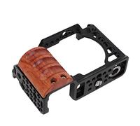 Fockety Jaula para Cámara Aleación de Aluminio Interfaz de Zapata Fría Marco Protector de Cámara de Madera Agarre para Videógrafos A6400 A6300 A6100 A6000