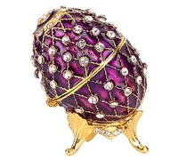 Fockety Joyero de Esmalte de Huevo de Pascua, Baratija de Aleación de Zinc, Anillo, para Collar, con Hermoso Patrón, Delicado y Elegante, un Buen para Tus Amigos, Joyero de Huevo