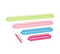 Fockety Juego de 6 Telares de Tejer Largos, Telares de Plástico para Bufandas, Sombreros, Calcetines, Chales, con Kit de Agujas de Gancho, Herramientas de Tejer