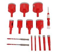 Fockety Juego de brocas de diamante, sierra de corona de doble uso para azulejos, con estuche y molde de posicionamiento de EVA. Juego de brocas de diamante para azulejos de vidrio