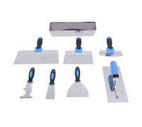 Fockety Juego de Cuchillos de Paneles de Yeso, Juego de Cuchillo de Masilla de Acero Inoxidable de 8 Piezas con Cuchillos de Cinta, Raspador de Pintor y Bandeja de Barro de 14 "