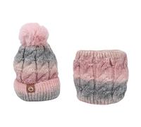 Fockety Juego de Guantes y Bufanda con Gorro Calefactable, Gorro de Punto con Forro Suave Color Rosa, Juego de Bufanda y con Calefacción por USB, Resistente Al Viento,