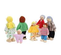 Fockety Juego de Juguetes de Pino con Figuras de Muñecas Familiares para Juegos Creativos para Niños de 1 a 7 Años, Accesorio Educativo para Casa de Muñecas (Marioneta 7 Bocas)