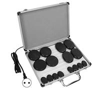 Fockety Juego de Masaje con Piedras Calientes con Calentador, 16 Piezas de Piedras de Masaje, Terapia de Calentamiento, Reduce el Dolor, Calentamiento sin Agua, Piedra Calentada (220V