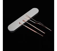 Fockety Juego de Pinzas de Cureta para Quitar Cera de Oídos de Acero Inoxidable de Oro Rosa con Caja para Almacenamiento para una Limpieza Suave de los Oídos en Casa (3 piezas)