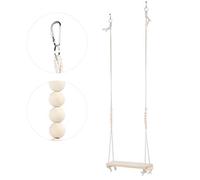 Fockety Juguete de Barra de Soporte Oscilante para Loros Grandes, Pollo para Mascotas de Pino Natural, para Masticar y Jugar, Adecuado para Pollos y Loros Grandes, 39,5x7x109cm