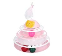 Fockety Juguete de Torre para Gatos, Previene Resbalones, Juguete con Pista de Bolas para Gatitos, Alivio del Aburrimiento, Desmontable, Seguro, Interactivo, de Varios Niveles con Pluma