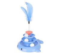 Fockety Juguete para Gatos, Juguete para Gatos con Pelota, Torre, Interactivo, Resistente a Rayones, sin Rebabas, 3 Niveles, Fácil Limpieza para Hacer Ejercicio. (Blue)