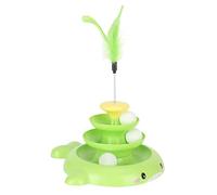 Fockety Juguete para Gatos, Juguete para Gatos con Pelota, Torre, Interactivo, Resistente a Rayones, sin Rebabas, 3 Niveles, Fácil Limpieza para Hacer Ejercicio. (Green)