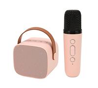Fockety Karaoke Machine, Retro Bluetooth Altavoz con micrófono Set, 1200mAh batería, 6 Efectos de Sonido, USB HD estéreo portátil de Canto PA de Altavoces para Adultos niños (Rosa)