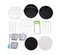 Fockety Kit de Accesorios de Freidora de Aire, Juego de Estante de Freidora de Acero Inoxidable 304 con Molde para Pizza para Pastel, Alfombra de Silicona, Bandejas Antiadherentes para