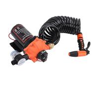 Fockety Kit de Bomba de Lavado, 12 V 7.5 GPM 80 PSI, Autocebante, de Alto Caudal, para Lavado de Cubierta, con Manguera en Espiral Boquilla Rociadora, Interruptor de Presión y Filtro