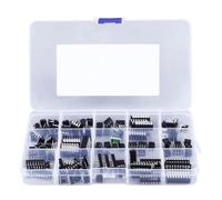 Fockety Kit Surtido de Chips de CircuitO Integra, 150 Piezas, 10 Chips Tipos Ci de de Clavija Plana Kit de Adaptador de Zócalo de Ic Surtido con Estaja de Tiende para Equipos