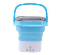 Fockety Lavadora Portátil, Mini Lavadora Portátil Plegable con Secador Giratorio y Manguera de Drenaje, Lavadora de Limpieza Profunda para RV, Apartamento, Dormitorio, Viajes, Camping (Azul Blanco)