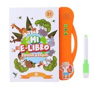 Fockety Libro Parlante de Aprendizaje de Inglés Español, Juguete Educativo Bilingüe Interactivo para Niños de 2 3 4 5 6 Años con Efectos de Sonido Musicales, para Niños Pequeños