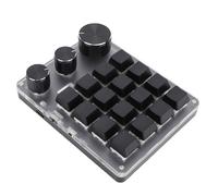 Fockety Macro Teclado, 16 Teclas 3 Perillas Teclado Programable con una Mano, 2.4g Wired 3 Modos Teclado de Juego Mecánico Personalizable para Trabajar, Dibujo, Edición de Video (Black)