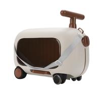 Fockety Maleta para Montar para Niños y Niños Pequeños, Equipaje de Mano con Capacidad de 25 Kg con 4 Ruedas, Pedal Plegable y Asa, Maleta para Scooter para Viajar (Brown)