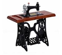 Fockety Máquina de Coser en Miniatura, Accesorio de mobiliario para Casas de muñecas a Escala 1/12, Mini máquina de Coser Vintage con Tijeras y Tela para Cajas Decorativas