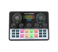 Fockety Mezclador de audio con tarjeta de sonido en vivo, mini tablero mezclador de audio con controles de sonido avanzados y efectos de voz para transmisión en vivo y podcasting
