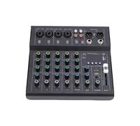 Fockety Mezclador de audio de 6 canales, consola de mezclas con interfaz USB, Bluetooth, alimentación fantasma de 48 V, compatible con MP3, mezclador DJ para karaoke en directo (BLACK)