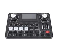 Fockety Mezclador de Audio de Tarjeta de Sonido en, Pantalla LED Ajustable Reverb Rgb Luces Mini Jabalizador de Mezclador de Sonido con Cambiador de Voz, Tarjeta de Sonido para la