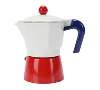 Fockety Mokas Pot, 3 Tazas Clásica Manual con Palanca para Estufa, Cafeteraa Italiana Portátil de Aleación de Aluminio con Junta de Silicona para Gas, Estufa Eléctrica de Cerámica (Azul y rojo)