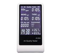 Fockety Monitor de Calidad del Aire, Pantalla Digital 7 en 1 Monitor de CO2 Portátil Recargable, Alarma Automática CO2 TVOC HCHO Temperatura Detector de Humedad para Casa Oficina Escuela