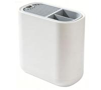 Fockety Organizador de utensilios de cocina, organizador multifuncional para cuchillos, cucharas, tenedores y palillos con diseño de drenaje hueco, recipiente compacto para encimera para (WHITE)