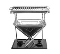 Fockety Parrilla de Carbón Portátil, Parrilla de Barbacoa Plegable Portátil de Acero Inoxidable 304 Parrilla de Barbacoa Parrilla de Camping para Acampar Al Aire, Picnics, Fiestas,