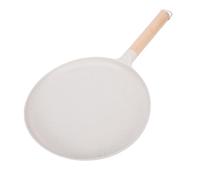 Fockety Plancha Antiadherente para Panqueques, Sartén Plana de Aleación de Aluminio con Recubrimiento de Doble Capa y de Madera, para Panqueques, Tortillas, Crepes y Carnes a la (Beige)