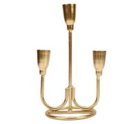 Fockety Portavelas, candelabro de 3 Brazos para Centro de Mesa, candelabro de Hierro para decoración navideña, Bodas o chimeneas, para Velas con un diámetro Inferior a 2,3 cm (Gold)