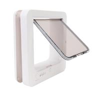 Fockety Puerta Inteligente para Gatos para Interior y Exterior, con Microchip de detección automática, Sensor de 2 Collares y Cierre de 4 vías, gatera para Paredes y hogar.