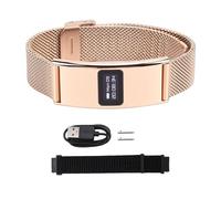 Fockety Pulsera Inteligente con 5.3, Rastreador de Ejercicios con Notificaciones de Llamadas Seguimiento del Sueño Gestión del Ciclo Menstrual, 2,8 Mm Ultrafino, IPX8 Resistente Al Agua (Gold)