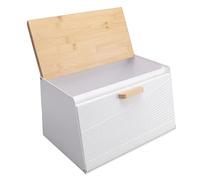 Fockety Recibido para Pan de Madera, Irrompible, No SE Deforma, Caja Metálica para Pan, Gran Capacidad, Diseño de Una Pieza, A Prueba de Polvo, Conpa Abatible para Cocina Casera (WHITE)