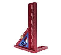 Fockety Regla de medición 3D multiángulo, transportador cuadrado para carpintería de aleación de aluminio de 0 a 180 grados y regla triangular para ingletes para carpinteros (Rojo y azul)