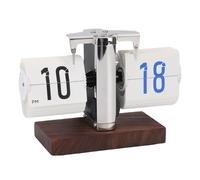 Fockety Reloj de Escritorio abatible, Reloj de Mesa Retro abatible automático con Base de Madera, Funciona con Pilas, Relojes mecánico Digital de 12 Horas para decoración del hogar (White)
