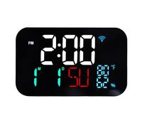 Fockety Reloj Inteligente WiFi, Despertador Digital con Temperatura y Humedad, Pantalla LED Grande, Modo Nocturno de Atenuación Automática, Compatible con la Aplicación Smart (Concha Blanca-luz