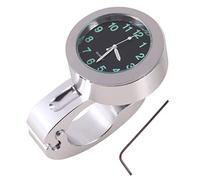 Fockety Reloj Universal de Montaje en Manillar Plateado, Fácil Instalación para Motociclistas, 1 Unidad