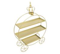 Fockety Soporte de 3 pisos para cupcakes, Expositor de metal dorado para cupcakes en carroza de princesa, Soporte personalizado para mesa de postres para decoración de fiestas de té (GOLD)