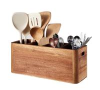 Fockety Soporte de Utensilios para Encimera de Cocina, Organizador de Utensilios de Cocina Rústico con 4 Compartimentos, Organizador de Cubiertos Extra Grande para Cubiertos