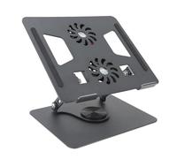 Fockety Soporte para computadora portátil con Ventilador, Soporte para computadora portátil para Escritorio con Base giratoria, Soporte de enfriamiento para computadora portátil
