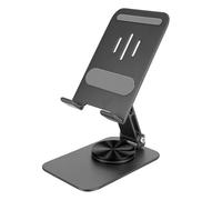 Fockety Soporte para teléfono, Plegable, de aleación de Aluminio, con rotación 360 Grados y Base Antideslizante de Silicona, Resistente para Smartphones y Tablets 4 a 10 Pulgadas