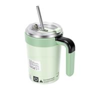 Fockety Taza Mezcladora Automática, Vaso Agitador Recargable de 380 Ml con Tapa, Asa, Pajita y Pantalla de Temperatura, for Viaje, Oficina, Cocina, Gimnasio y Exterior