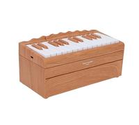 Fockety Teclado de piano eléctrico, piano de teclado digital portátil recargable BT 25 teclas con 52 canciones mundialmente famosas 8 modos instrumentos luces LED, mini calendario (Color madera)