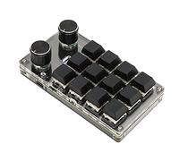 Fockety Teclado Mecánico con una Sola Mano, 12 Teclas, Inalámbrico, Bricolaje, Programable, Macro, con 2 Perillas, USB con Cable, Multifunción, Interruptor Rojo, Macro, Teclado