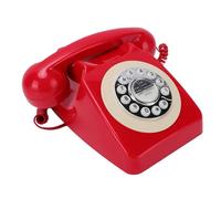 Fockety Teléfono Fijo Retro, teléfono de Escritorio clásico con Cable y función de rellamada, Ideal para el hogar, la Oficina, la enfermería o la Escuela. Conector RJ11 Plug and Play (Rojo)