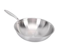 Fockety Wok de Acero Inoxidable, Sartén Antiadherente Profesional, Apto para Lavavajillas y Horno,Sartén Wok de Calor Rápido y Uniforme para Estufas Eléctricas, de Inducción y de Gas (34CM)