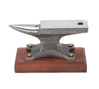 Fockety Yunque de cuerno simple para joyería, de acero fundido con base de madera y orificio pasante de 9 mm, kit de forja de herrero, bloque de banco, herramientas de platería