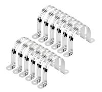 FOCMKEAS 24 abrazaderas de conducto M90 de acero inoxidable 304, correa de dos agujeros, soporte en U, correa de tubo rígido, clips de tensión de correa de conducto, abrazadera de tubo en U para fijar