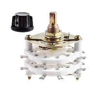 FOCMKEAS KCT - Interruptor de banda giratorio 2P7T de 2 polos, 7 posiciones, 2 interruptores de banda de onda de cubierta con perilla para TV, radio, dispositivo electrónico